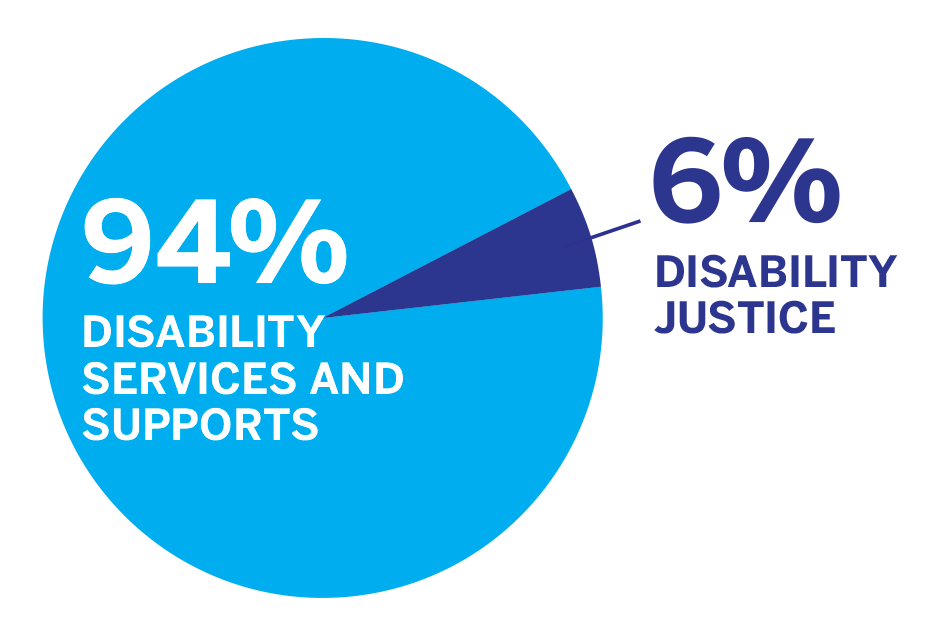 94% of all disability-focused dollars are allocated towards “Disability Services and Supports inforgraphic